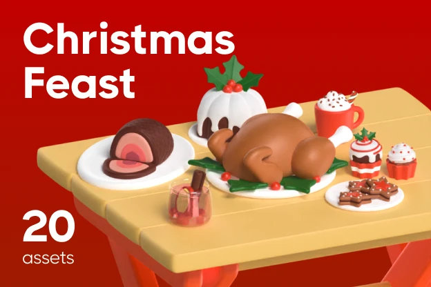20 Christmas Feast 3d pack of graphics and illustrations