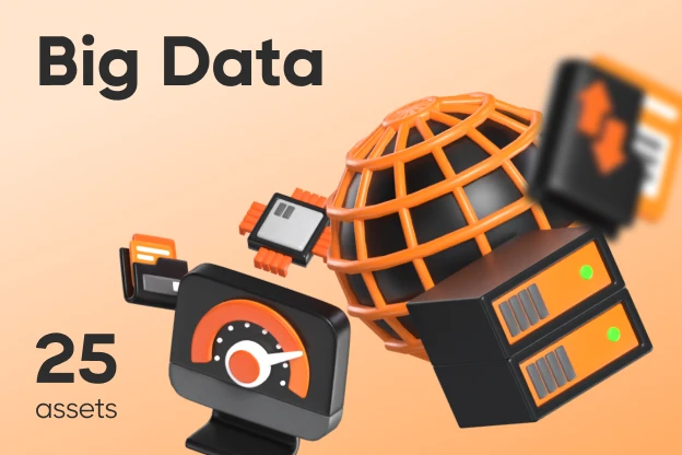 25 Big Data 3d pack of graphics and illustrations