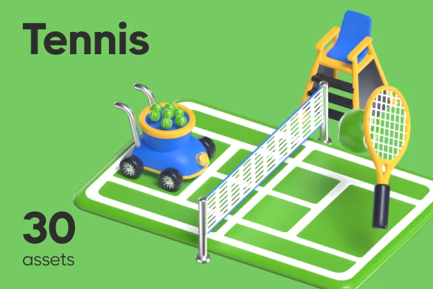 30 Tennis 3d pack of graphics and illustrations