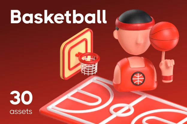 30 Basketball 3d pack of graphics and illustrations