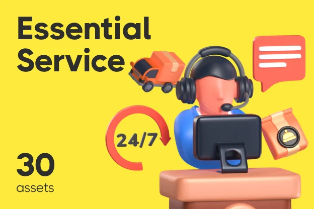 30 Essential Service 3d pack of graphics and illustrations