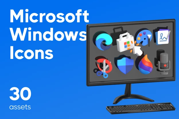 30 Microsoft Windows Icons 3d pack of graphics and illustrations