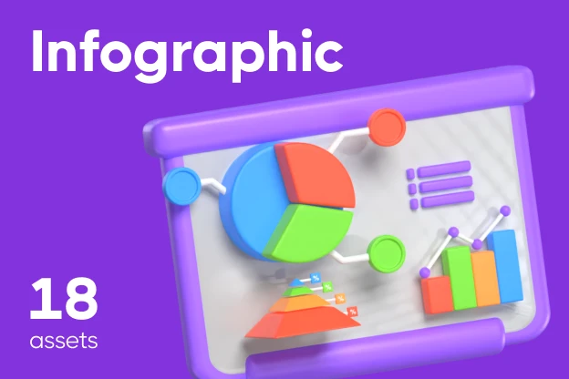 18 Infographic 3d pack of graphics and illustrations
