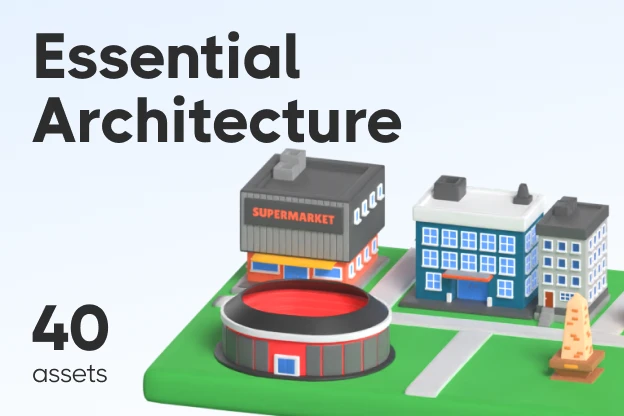 40 Essential Architecture 3d pack of graphics and illustrations
