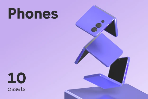 10 Phones 3d pack of graphics and illustrations