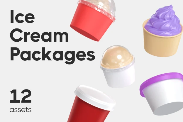 12 Ice Cream Packages 3d pack of graphics and illustrations