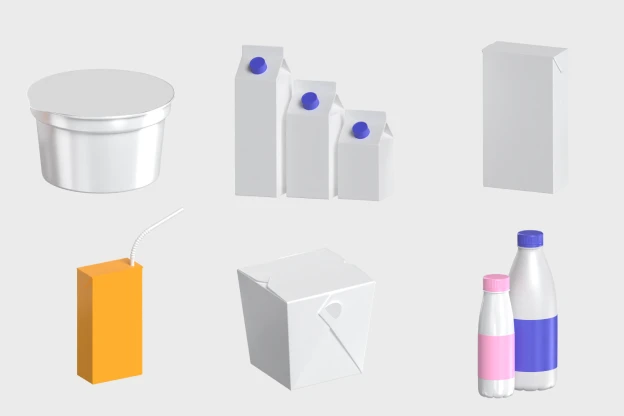 12 Drink & Food Containers 3d pack of graphics and illustrations