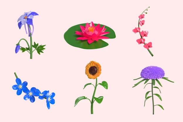 40 Realistics Flower 3d pack of graphics and illustrations