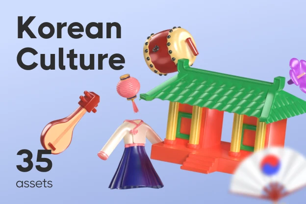 35 Korean Culture 3d pack of graphics and illustrations