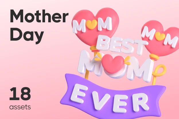 18 Mother Day 3d pack of graphics and illustrations