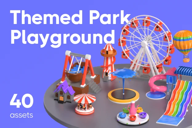 40 Themed Park Playground 3d pack of graphics and illustrations