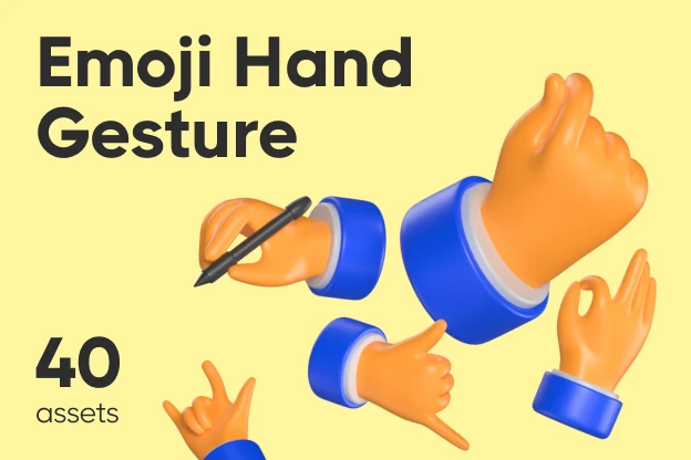 40 Emoji Hand Gesture 3d pack of graphics and illustrations