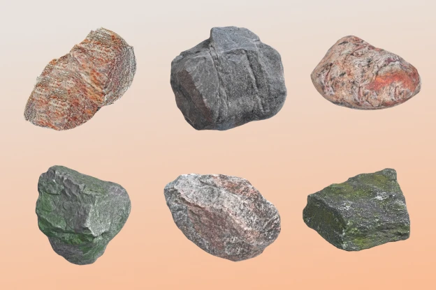 11 Realistic Rock 3d pack of graphics and illustrations