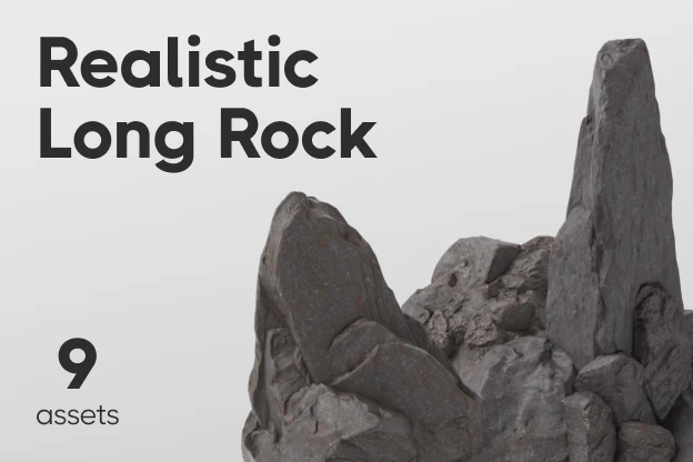 9 Realistic Long Rock 3d pack of graphics and illustrations