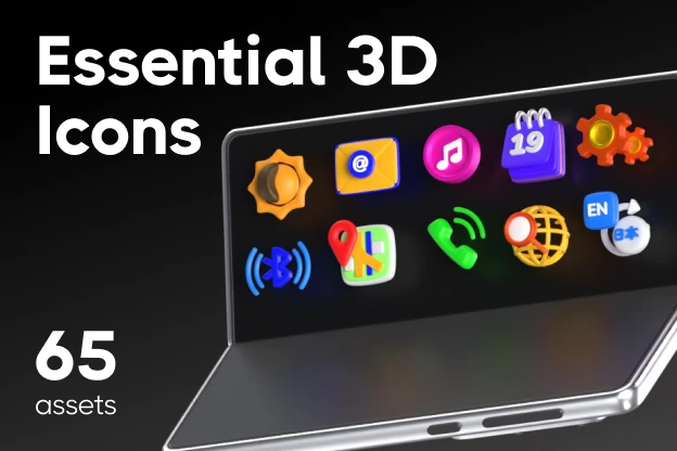 65 Essential 3D Icons 3d pack of graphics and illustrations