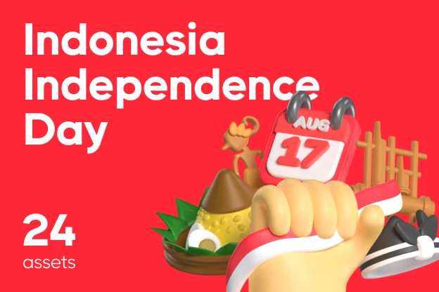 24 Indonesia Independence Day 3d pack of graphics and illustrations