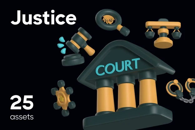 25 Justice 3d pack of graphics and illustrations