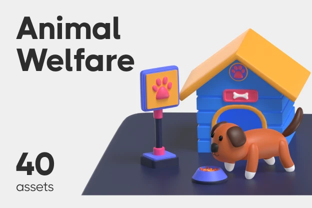 40 Animal Welfare 3d pack of graphics and illustrations