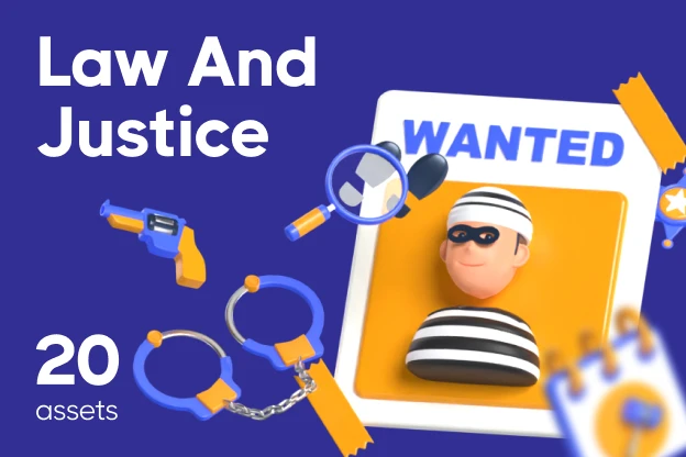 20 Law And Justice 3d pack of graphics and illustrations