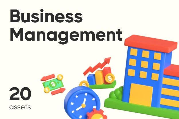 20 Business Management 3d pack of graphics and illustrations