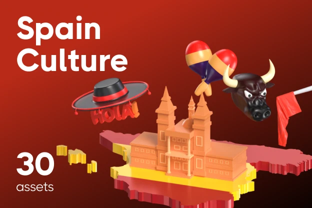 30 Spain Culture 3d pack of graphics and illustrations