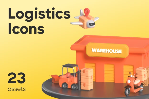 23 Logistics Icons 3d pack of graphics and illustrations