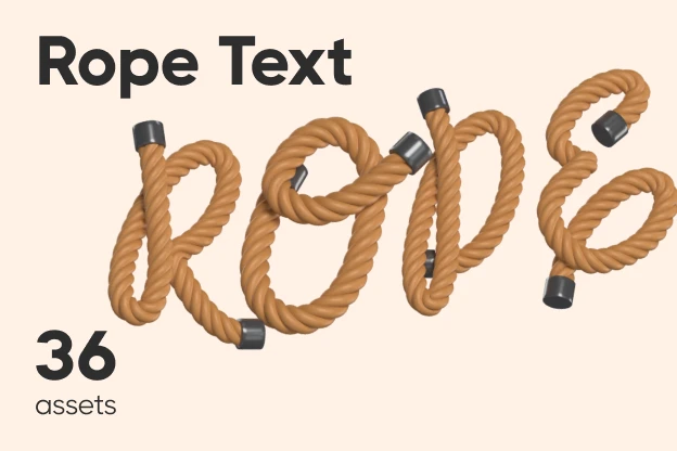 36 Rope Text 3d pack of graphics and illustrations