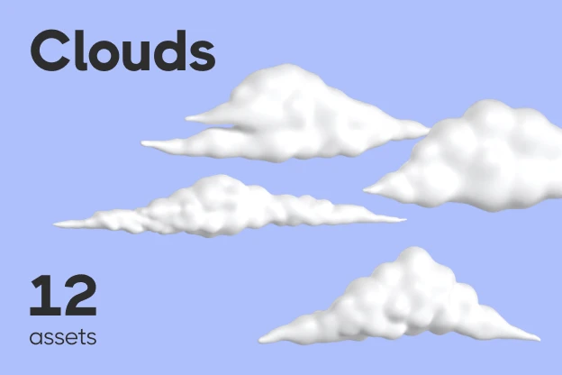12 Clouds 3d pack of graphics and illustrations
