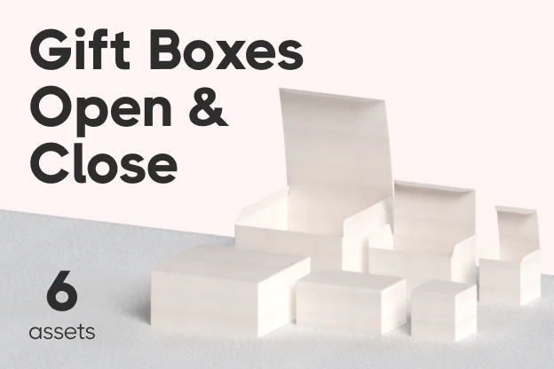 6 Gift Boxes Open & Close 3d pack of graphics and illustrations