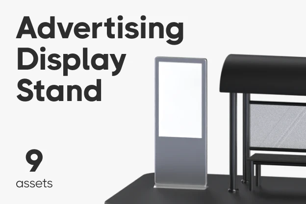 9 Advertising Display Stand 3d pack of graphics and illustrations