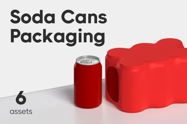 6 Soda Cans Packaging 3d pack of graphics and illustrations
