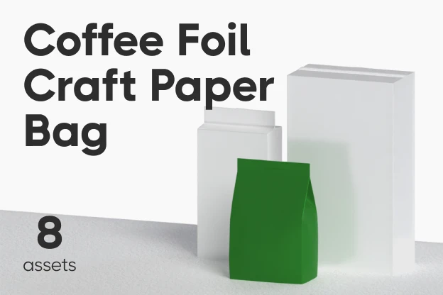 8 Coffee Foil Craft Paper Bag 3d pack of graphics and illustrations