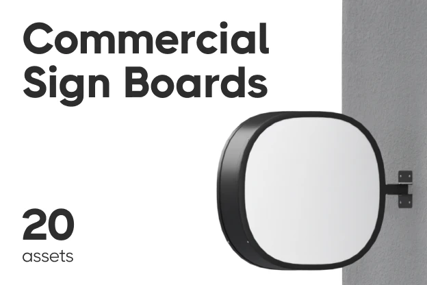 20 Commercial Sign Boards 3d pack of graphics and illustrations