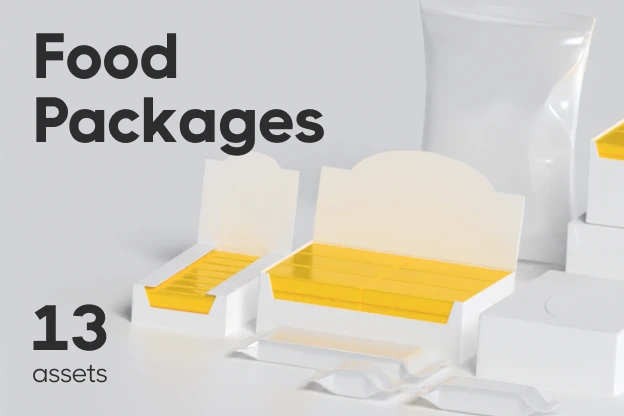13 Food Packages 3d pack of graphics and illustrations