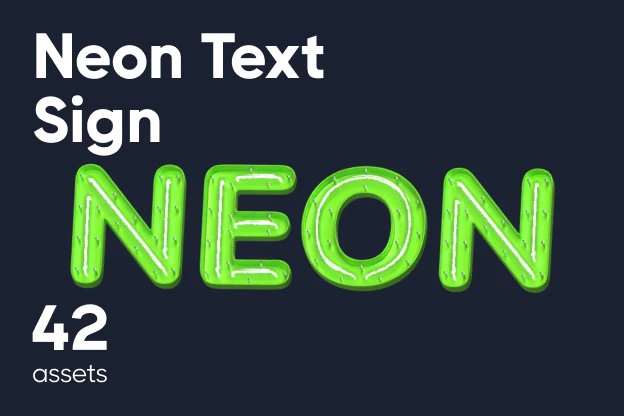 42 Neon Text Sign 3d pack of graphics and illustrations