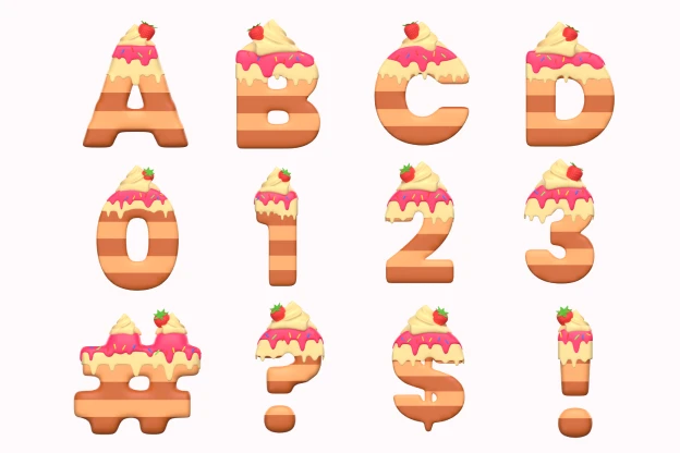 40 Cake Text 3d pack of graphics and illustrations