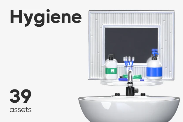 39 Hygiene 3d pack of graphics and illustrations