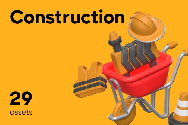 29 Construction 3d pack of graphics and illustrations