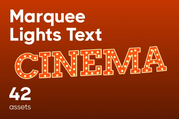 42 Marquee Lights Text 3d pack of graphics and illustrations