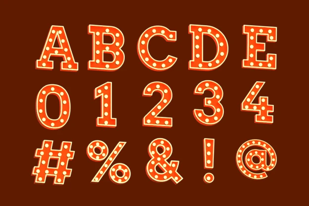 42 Marquee Lights Text 3d pack of graphics and illustrations