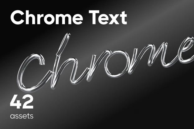 42 Chrome Text 3d pack of graphics and illustrations