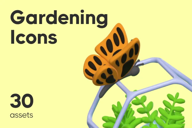 30 Gardening Icons 3d pack of graphics and illustrations