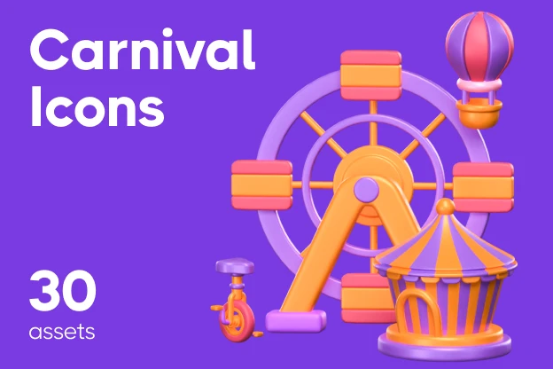 30 Carnival Icons 3d pack of graphics and illustrations
