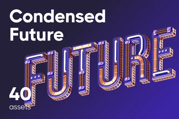 40 Condensed Future 3d pack of graphics and illustrations