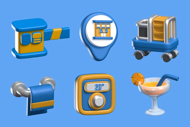 29 Hotel Icons 3d pack of graphics and illustrations