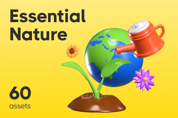 60 Essential Nature 3d pack of graphics and illustrations