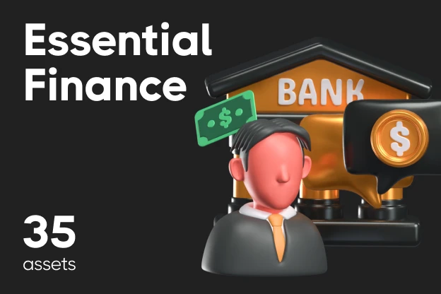 35 Essential Finance 3d pack of graphics and illustrations