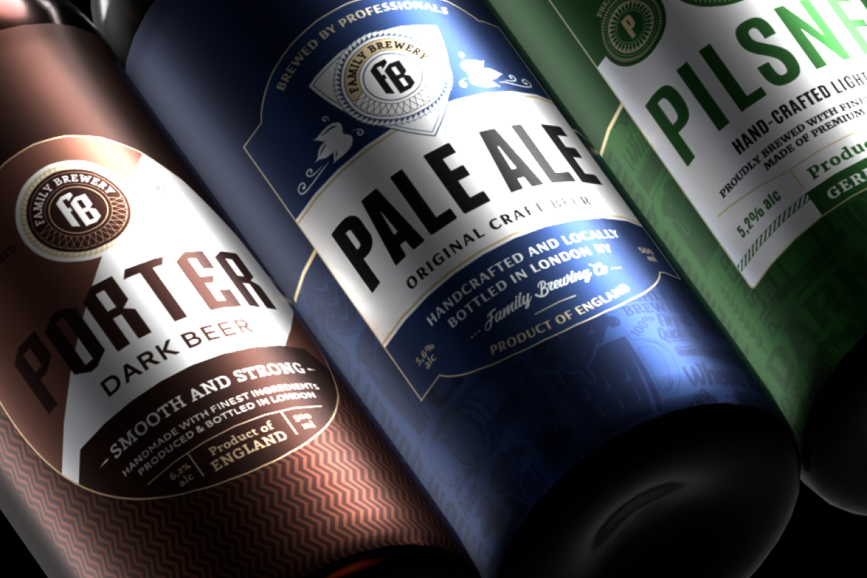 4 Beer Bottles Mockup 3d pack of graphics and illustrations