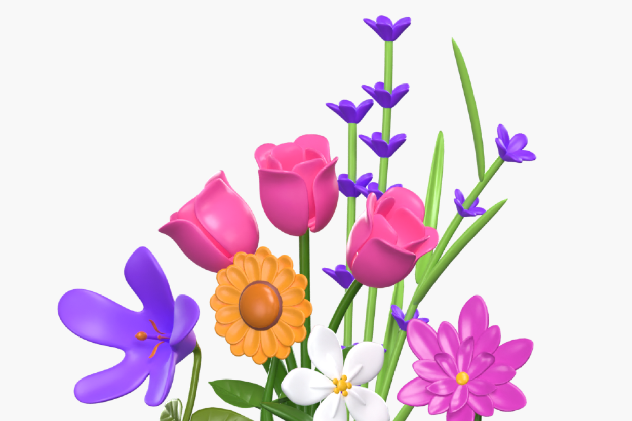 40 Cute Flowers 3d pack of graphics and illustrations