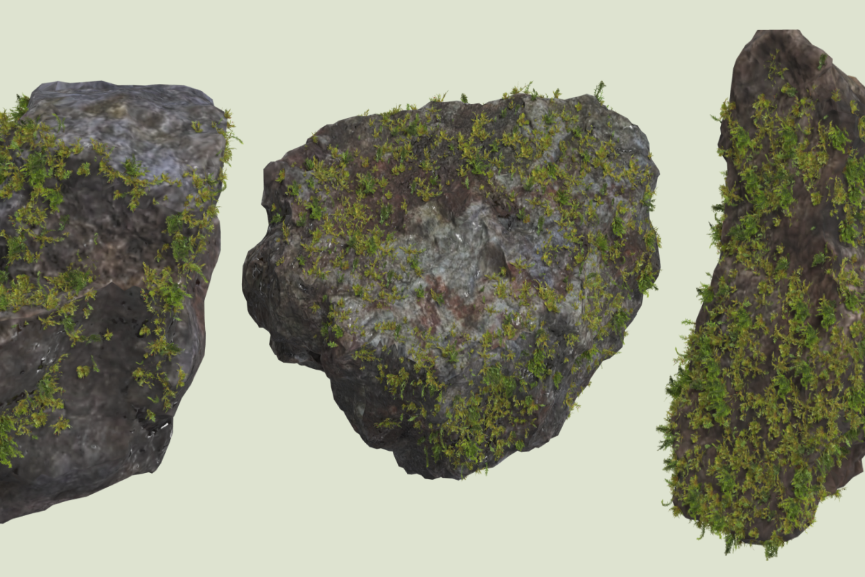 5 Moss Rock 3d pack of graphics and illustrations